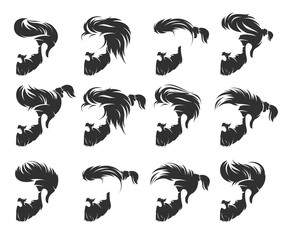 set of mens hairstyle with beard mustache