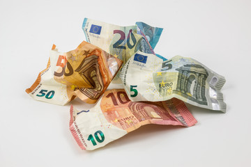 Obraz na płótnie Canvas Euro banknotes and white background