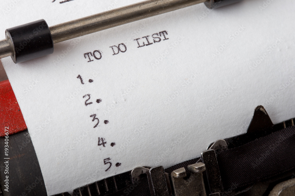 Poster to do list - text message on the typewriter close-up