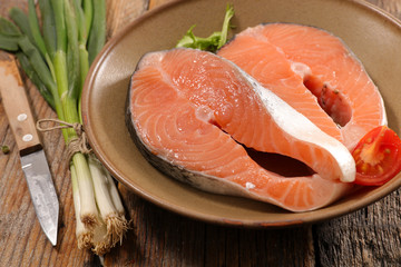 raw salmon steak
