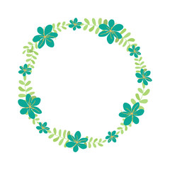 Vector flower wreath. Floral frame for greeting, invitation, wedding cards design.