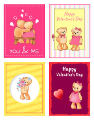 I Love You and Me Teddy Bears Vector