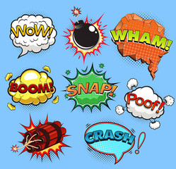 Comic speech bubbles. Sound effects. Vector illustration