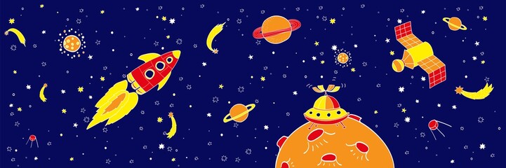 Hand drawing space illustration vector.