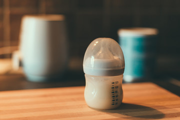 Baby formula in milk bottle