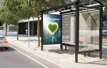 bus stop honeymoon advertising billboard
