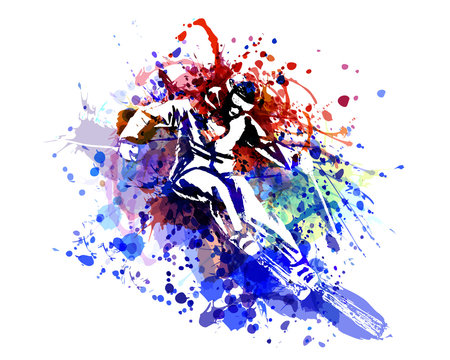 Vector color illustration of a skier