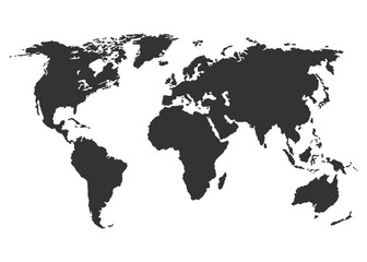 Fototapeta na wymiar Bleck World map vector isolated on white background. Flat Earth template. Globe icon.