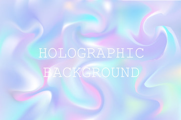 Vector abstract holographic background 80s - 90s, trendy colorful texture in pastel , neon color design.