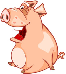Obraz na płótnie Canvas Illustration of a Cute Pig. Cartoon Character