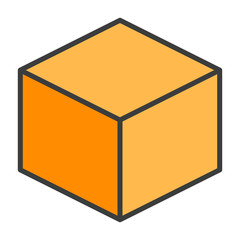 Cube Line Icon. Vector Simple Minimal 96x96 Pictogram