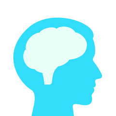 Human head profile and brain vector illustration