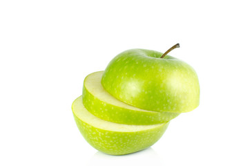green apple slice isolate on white background