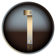 number 1 in a metal retro style in a round frame