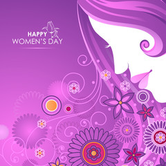 Fototapeta na wymiar Beautiful Woman with flower for Happy International Women's Day greetings Background