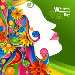 Beautiful Woman with flower for Happy International Women's Day greetings Background