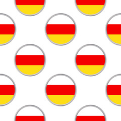 Obraz premium Seamless pattern from the circles with flag of South Ossetia.