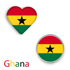 Heart and circle symbols with flag of Ghana.
