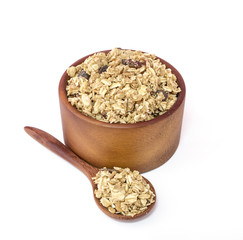 granola close up isolated on white background.