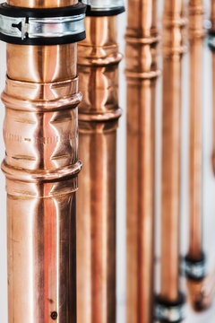 copper pipes and fittings for carrying out plumbing work.