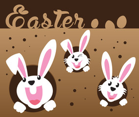 Very Happy Easter,bunny and egg with color background.vector