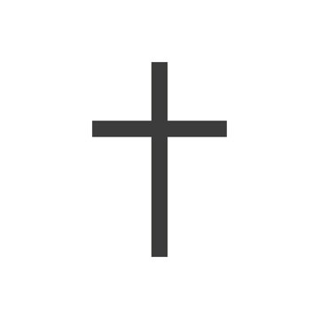 Symbol of a church cross. Christianity religion symbol. Flat black vector illustration on white background.