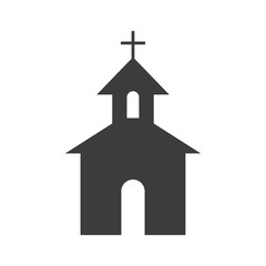 Church icon house icon. Flat black vector illustration on white background.