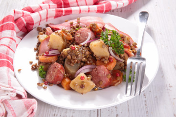 lentils with meat and vegetable