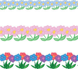 Collection of pretty cartoon spring and summer flowers