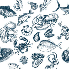 Vector illustration sketch - fish pattern