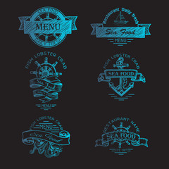 Vector illustration sketch - Logo for a seafood menu