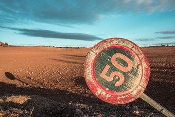 Landscape with a traffic sign