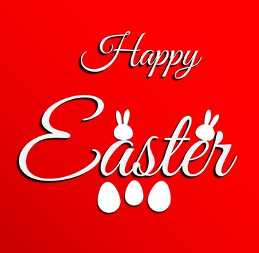 Happy Easter lettering on red background