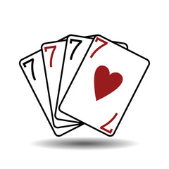 Four sevens playing cards vector illustration
