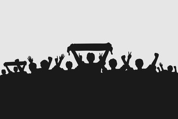 Silhouettes of fans celebrating a goal. European championship 2016. Vector illustration