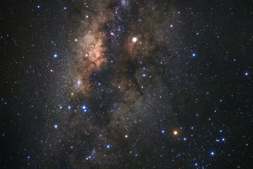 Milky way galaxy with stars and space dust in the universe, Long exposure photograph, with grain.
