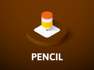 Pencil isometric icon, isolated on color background