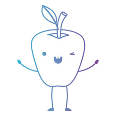 apple comic character fresh fruit icon vector illustration design