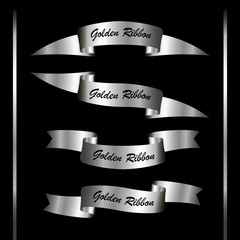 Set of retro vintage premium silver ribbons for your design