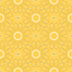 Seamless floral pattern. Bright yellow background with flower designs