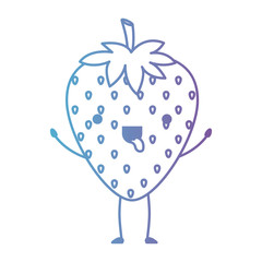strawberries fresh fruit kawaii character vector illustration design