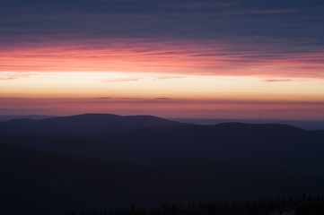 view of colorful sunrise in mountains
