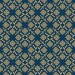 Seamless background southeast Asian retro aboriginal traditional art textile pattern square mosaic cross geometry