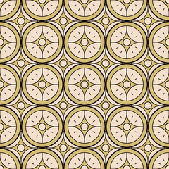Seamless background southeast Asian retro aboriginal traditional art textile pattern round cross star flower frame