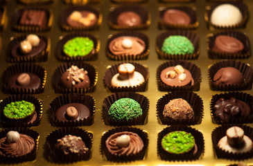 Chocolates… Variety chocolate pralines.