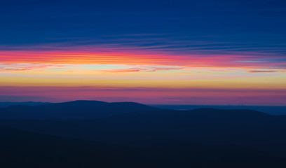 view of colorful sunrise in mountains
