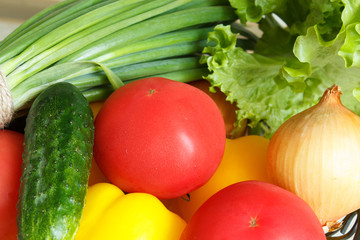 Fresh vegetables background. Natural background of natural raw vegetables.