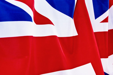 UK Flag flutters in the wind.