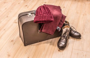 Men's suitcase clothes and shoes