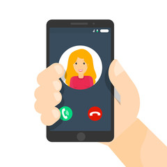 Black phone interface. Incoming call